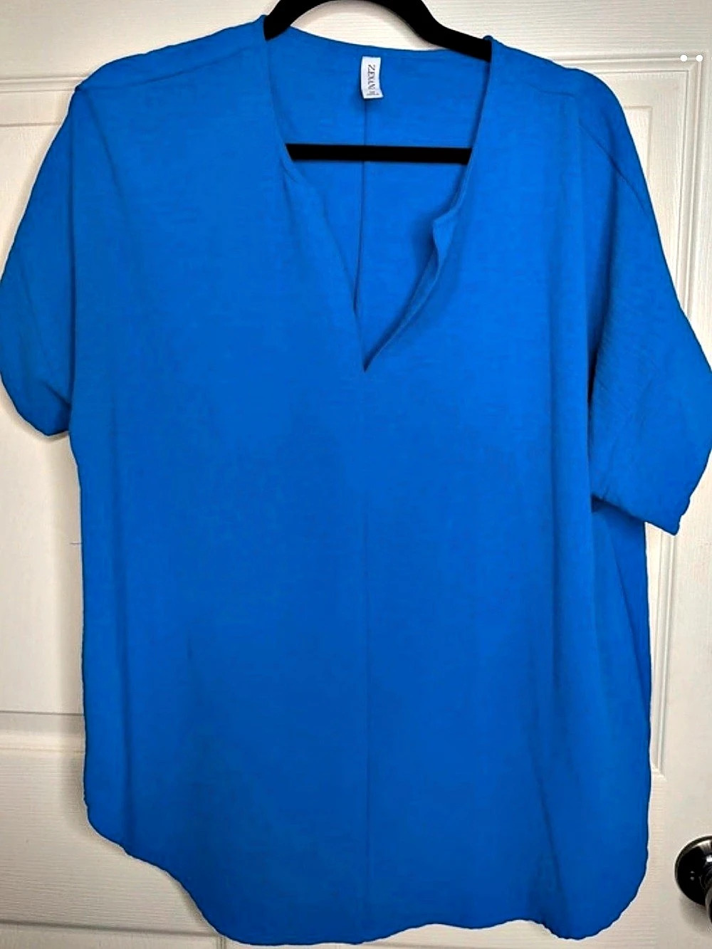Zenzele Blue V-Neck Blouse Size Medium